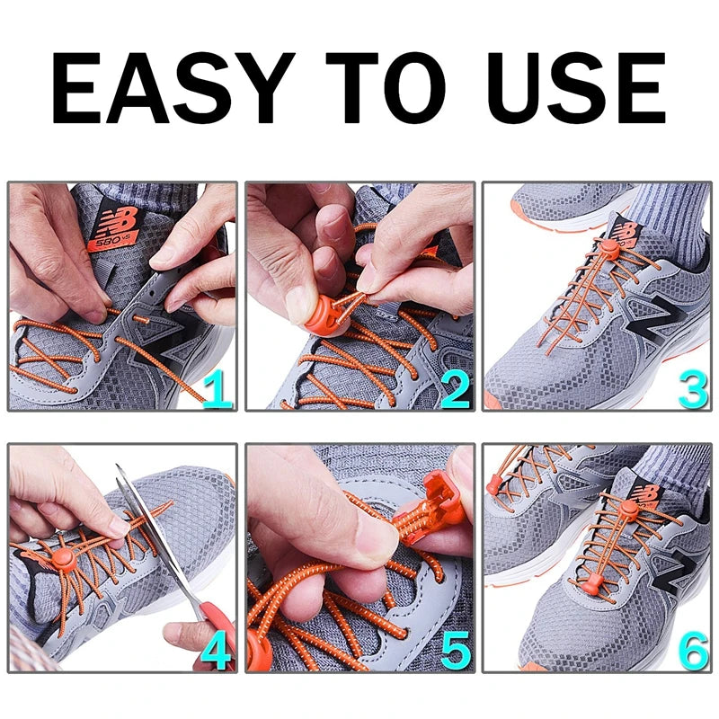 1 Pair round Elastic Shoelaces No-Tie Stretching Locking Lazy Laces for Various Shoe Accessories Suitable for All Sizes - Smarsty