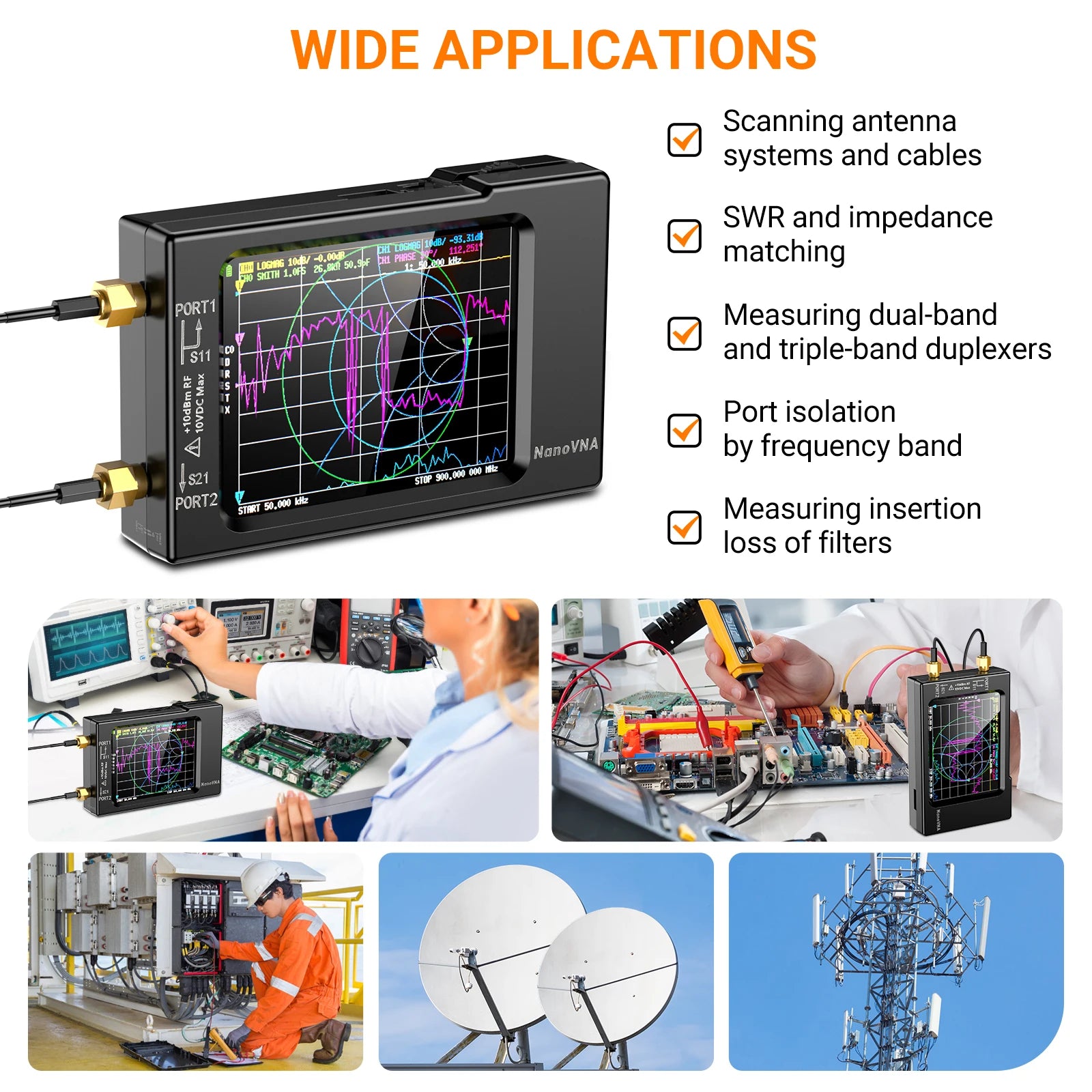 NanoVNA-H Vector Network Analyzer with Spectrum Tuning - Smarsty