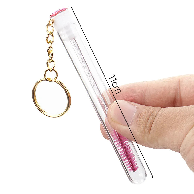 10 Pcs Tube Eyelash Brushes with Gold Keychain Convenience - Smarsty