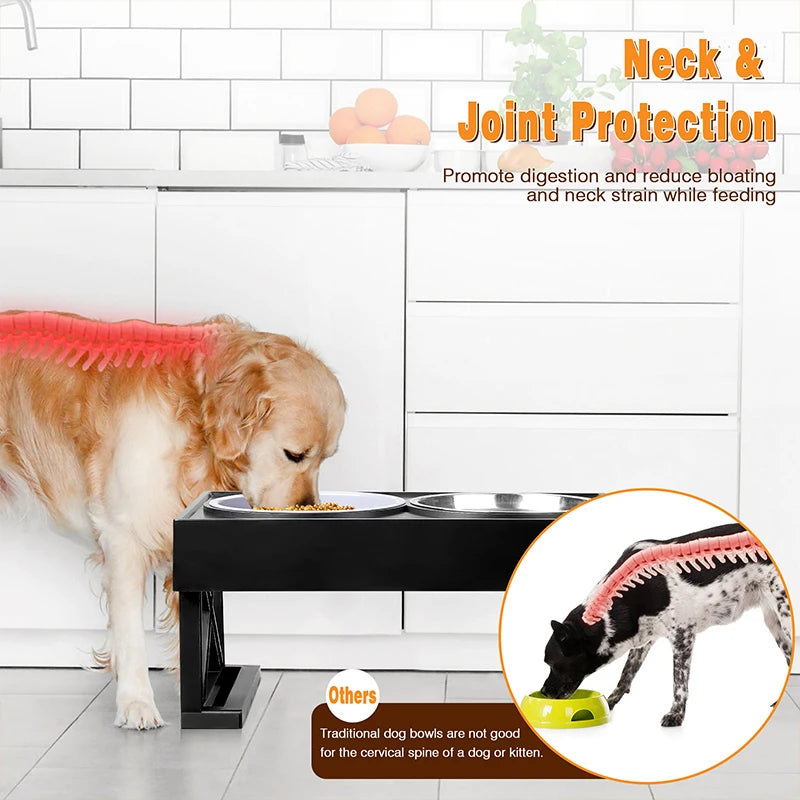 Adjustable Height Elevated Dog Feeding Bowl Stand - Smarsty