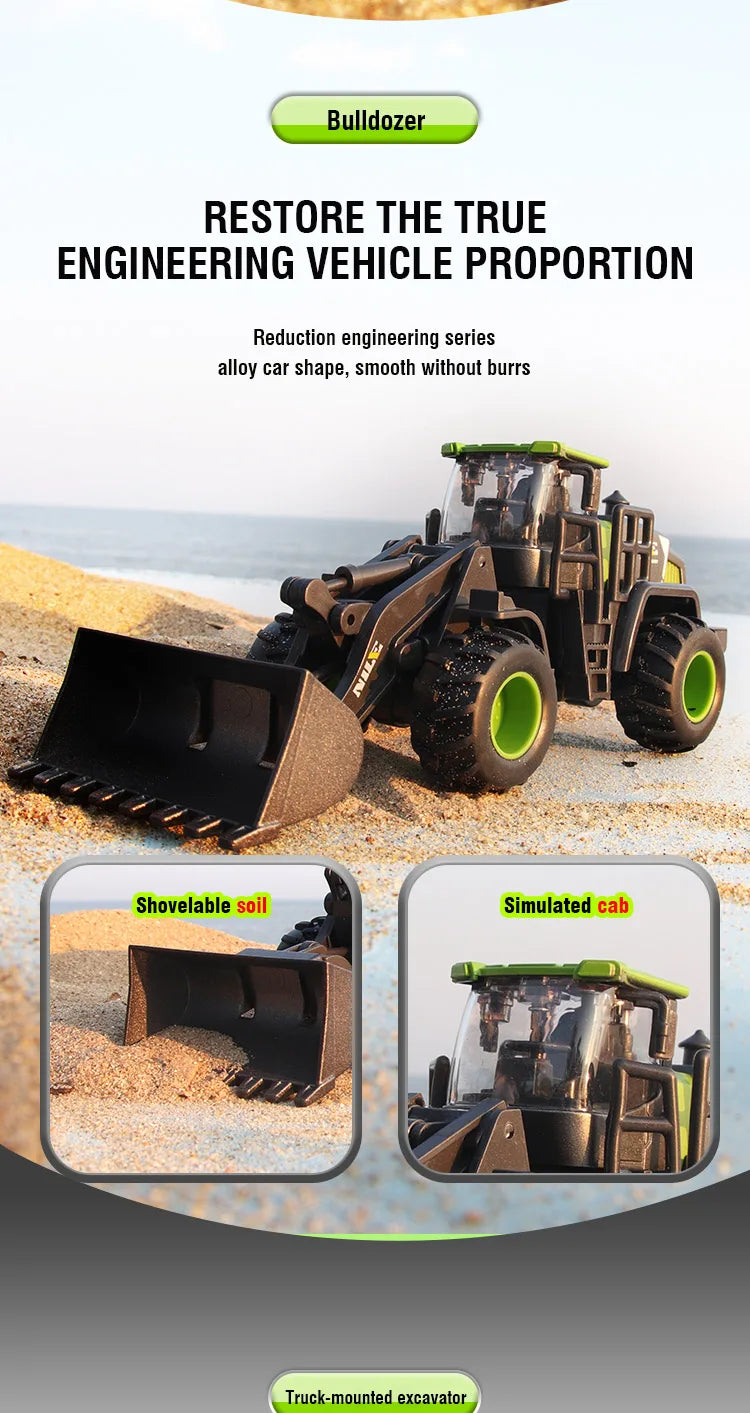 1/50 Model Car Bulldozer Truck Excavator Crane Forklift Construction Engineering Vehicle Toys for Boys Children Educational Toys by Smarsty