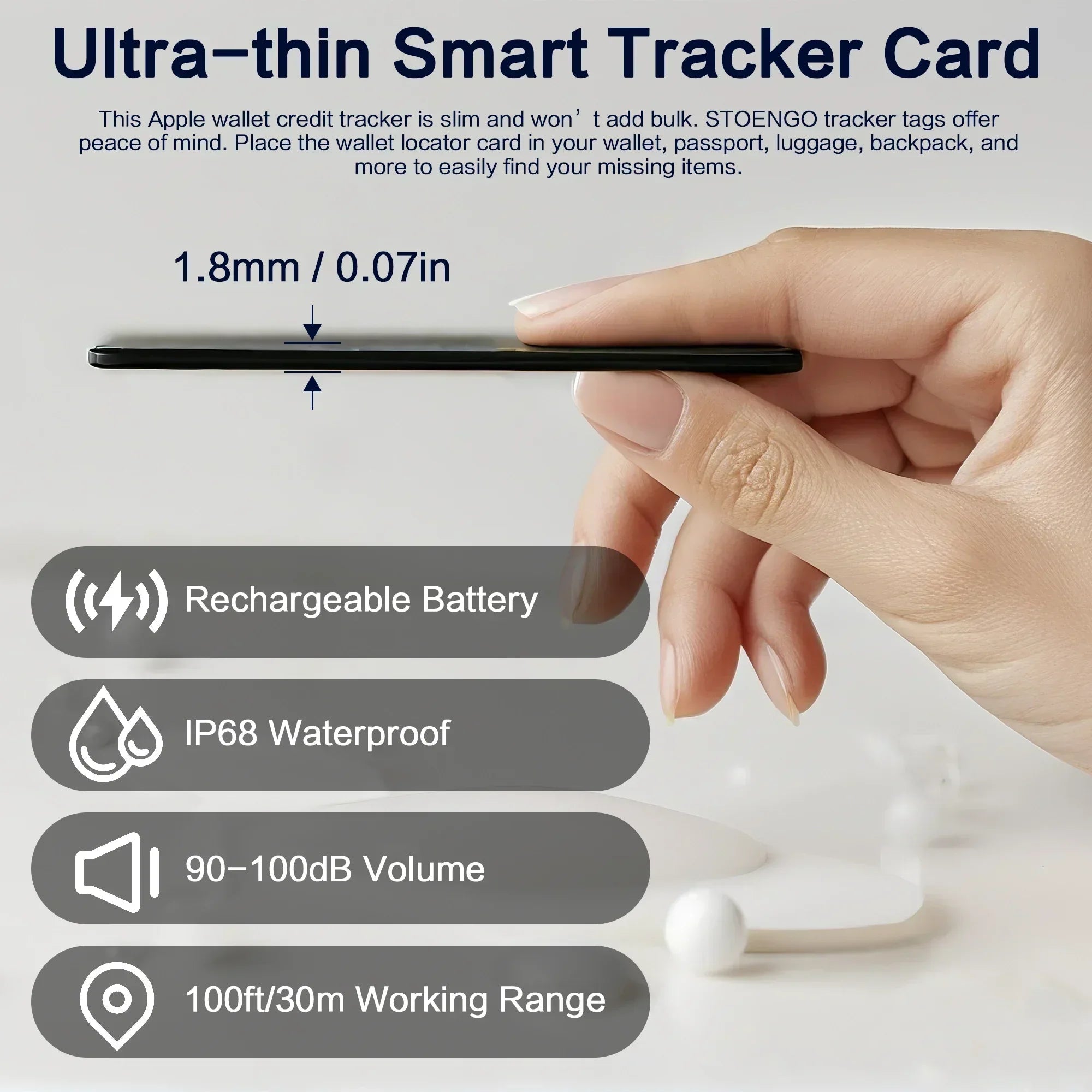 Ultra-Thin Bluetooth Wallet Tracker with Location Tracking - Smarsty