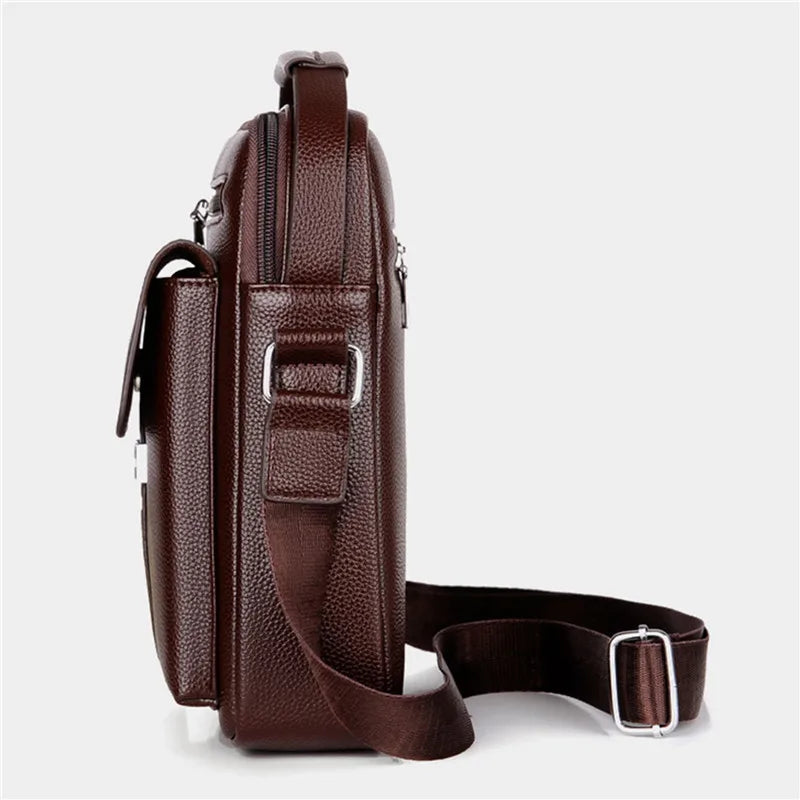 Mens Crossbody Bag Waterproof PU Leather Large Capacity - Smarsty
