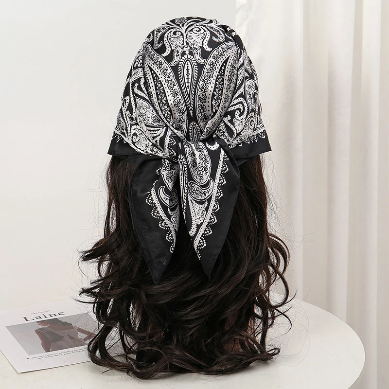 Bohemian Floral Print Silk Scarf for Women Sun Protection - Smarsty
