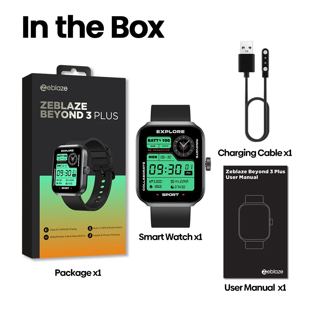 Zeblaze Beyond 3 Plus GPS Smart Watch with AMOLED Display - Smarsty