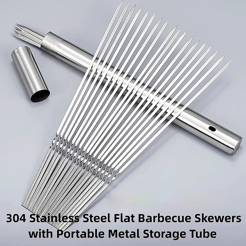 Stainless Steel Barbecue Skewers Reusable Easy Clean Design - Smarsty