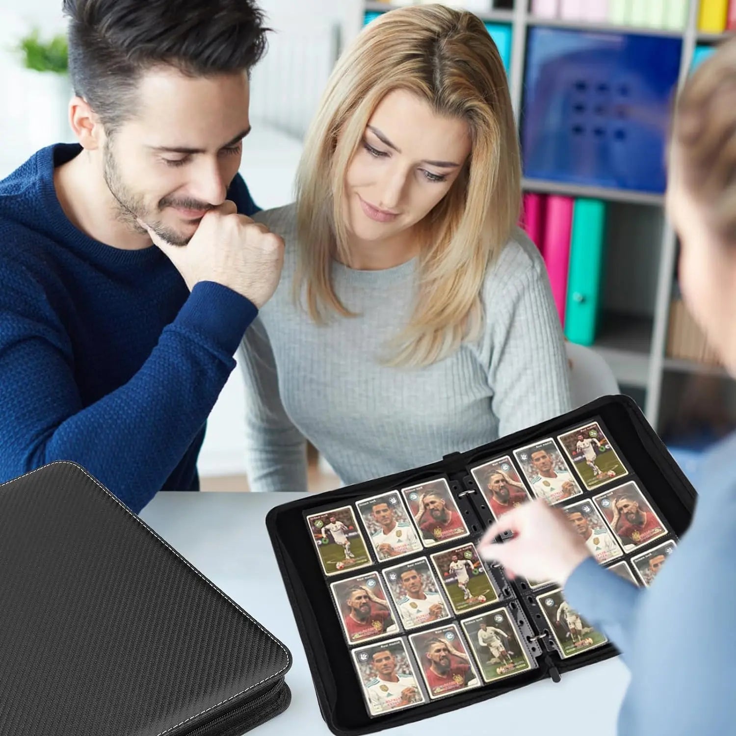900 Pockets Card Binder Sleeves with Zipper, Double Sided Pockets Card Holder Carry Card Case for TCG CCG Card Storage(Black)