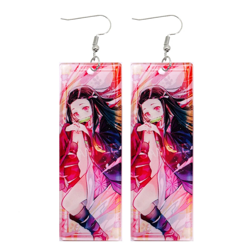 Acrylic Tanjiro Earrings for Women Anime Cosplay Jewelry - Smarsty