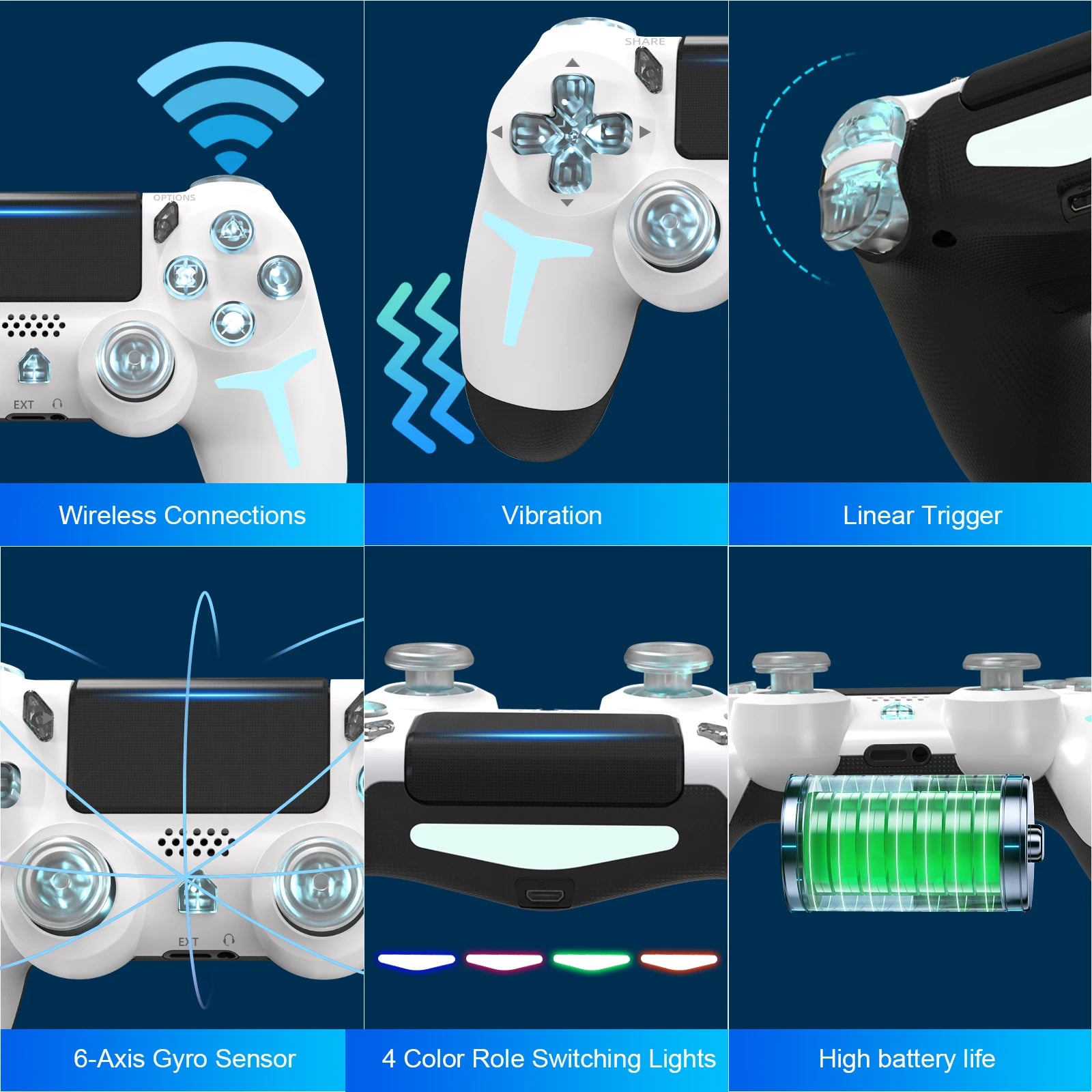 GAMINJA RGB Wireless Game Controller With Dual Vibration - Smarsty