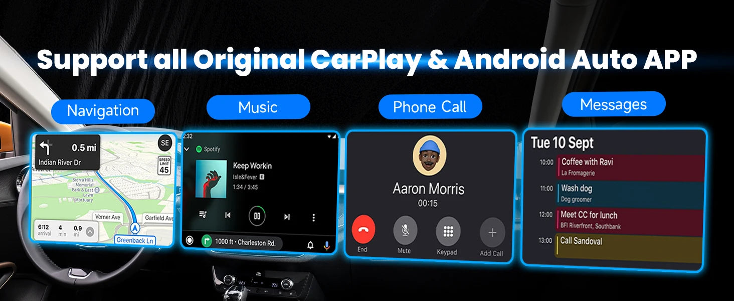 2-in-1 Wired to Wireless CarPlay Adapter & Android Auto Wireless Adapter Plug & Play