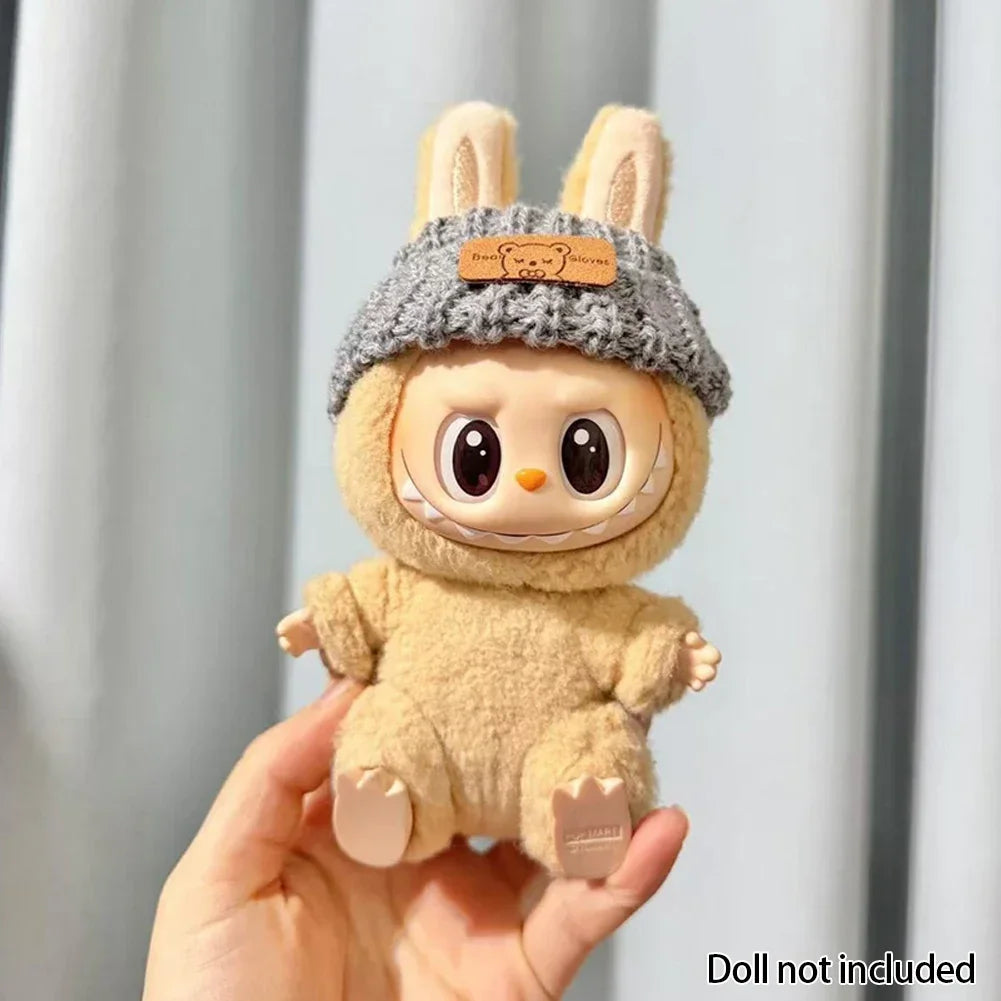 For 15-17 cm v1v2 Labubu Clothes outfit Labubu Sitting Party Bear Label Scarf Hat Bag Dolls Accessories Cute Decoration by Smarsty