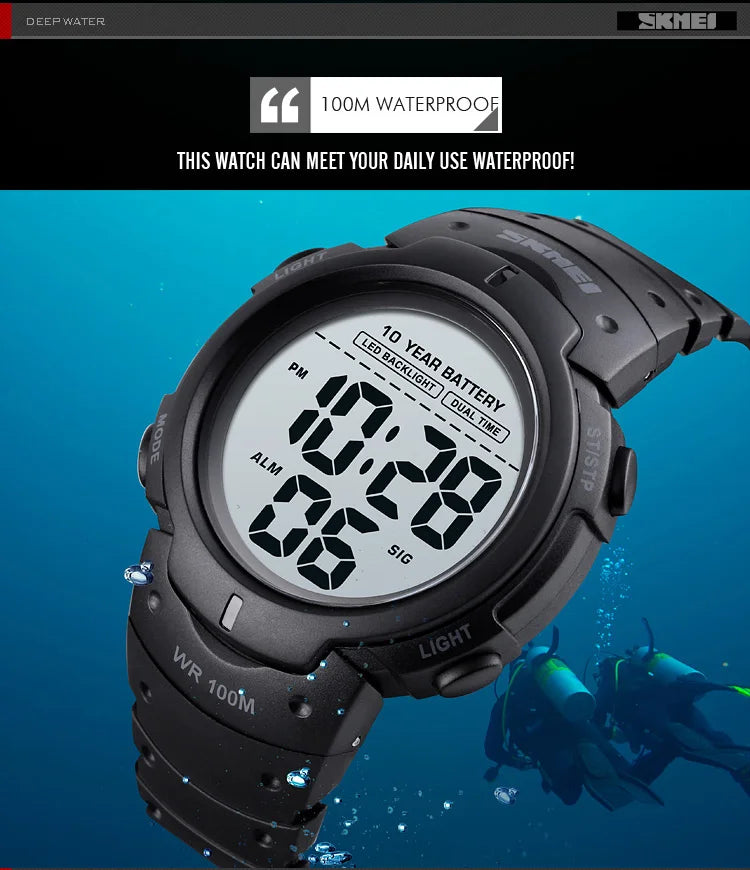 Waterproof Digital Sport Watch with 10 Year Battery Life - Smarsty