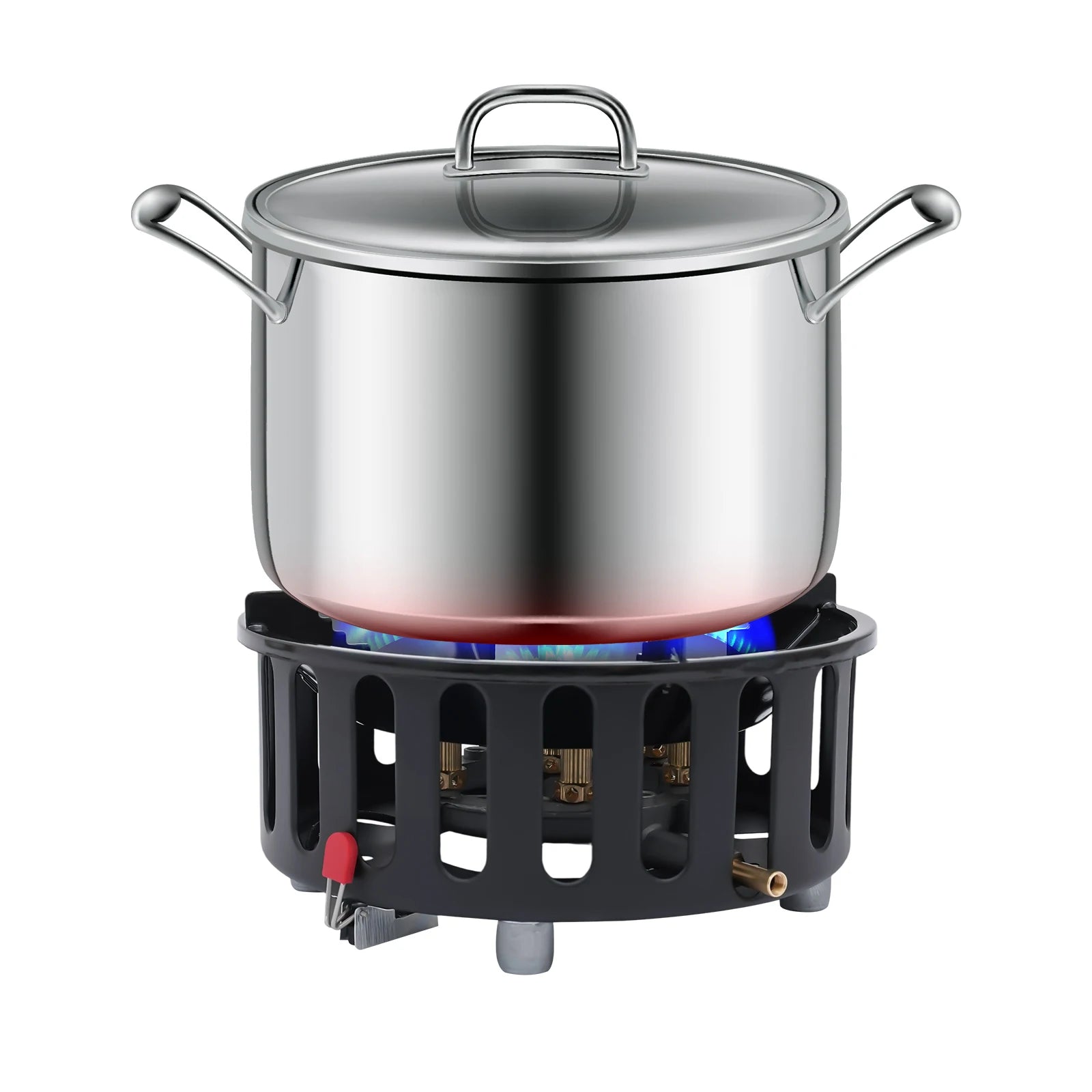 7-Core Camping Stove High-Power Strong Fire Portable Tourist Gas Burner Windproof Electronic Ignition Camping Equipment 21000W