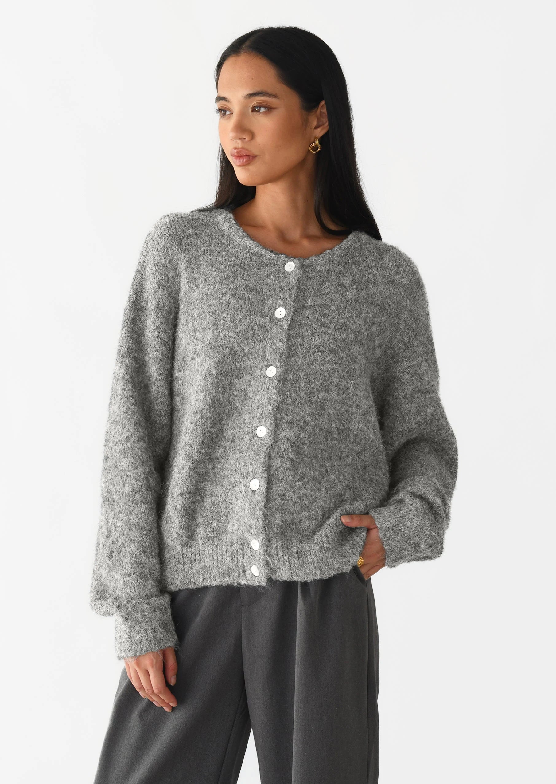 Hirsionsan Elegant Long Sleeve Sweater Women 2024 New Single-Breasted Female Casual Cardigan Soft Cashmere Knitted Outwear - Smarsty