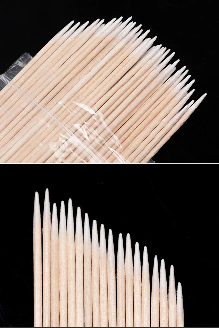 100Pcs Wooden Nail Swabs for Precise Manicure Care - Smarsty