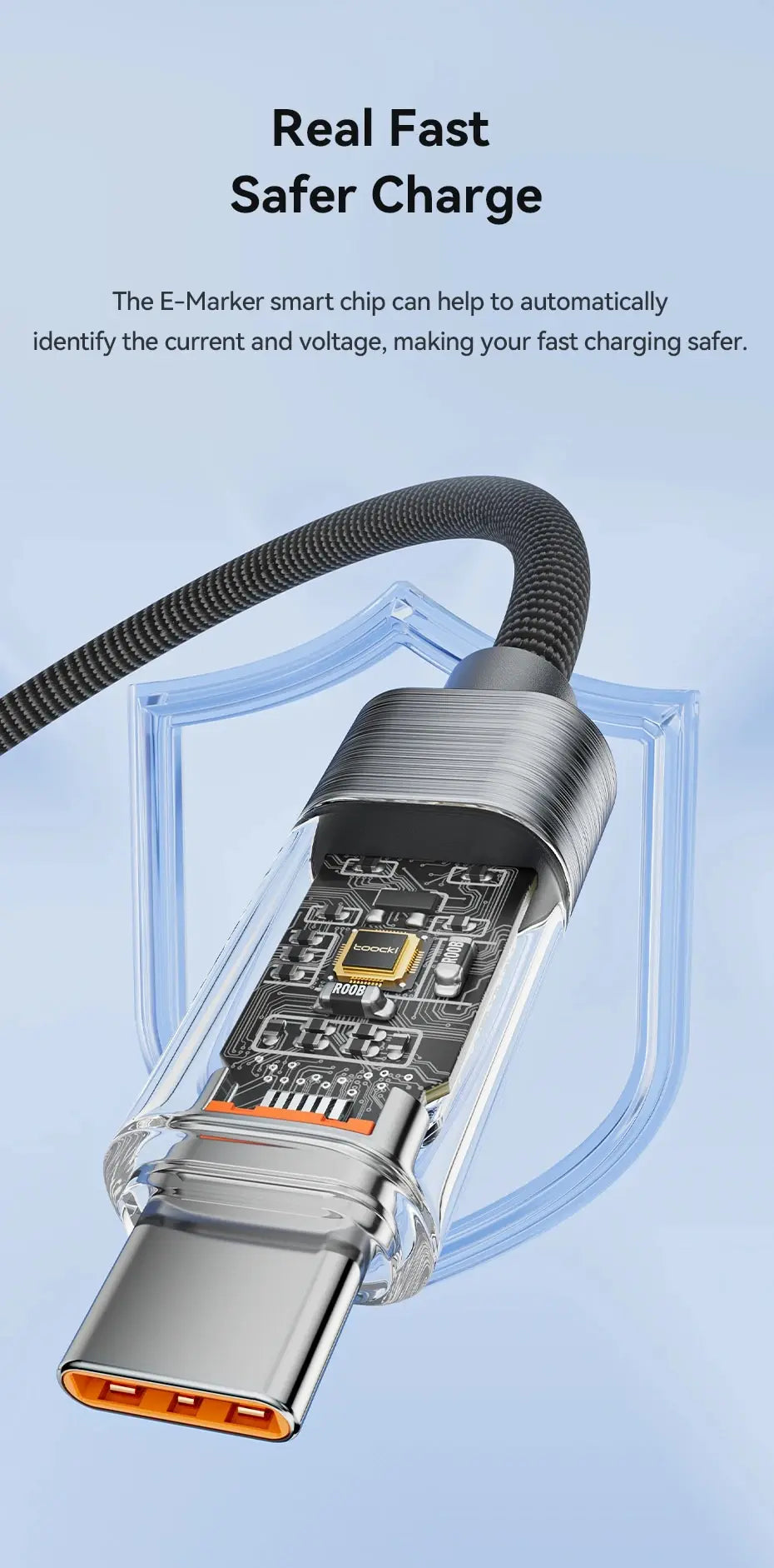 Toocki Type C to Type C Cable 100W PD Display Fast Charging Charger USB C to USB C Transparent Cable For Xiaomi Macbook