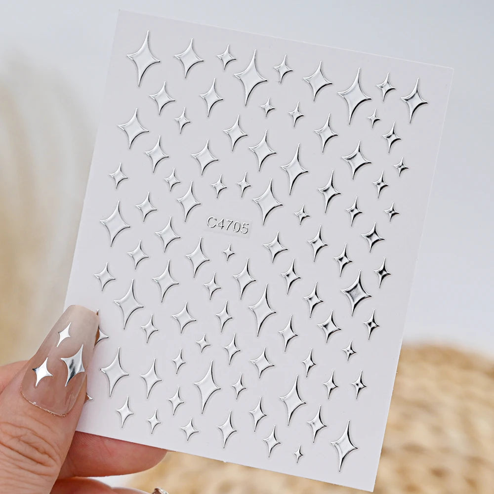 Metallic 3D Star Nail Art Stickers Set - Smarsty