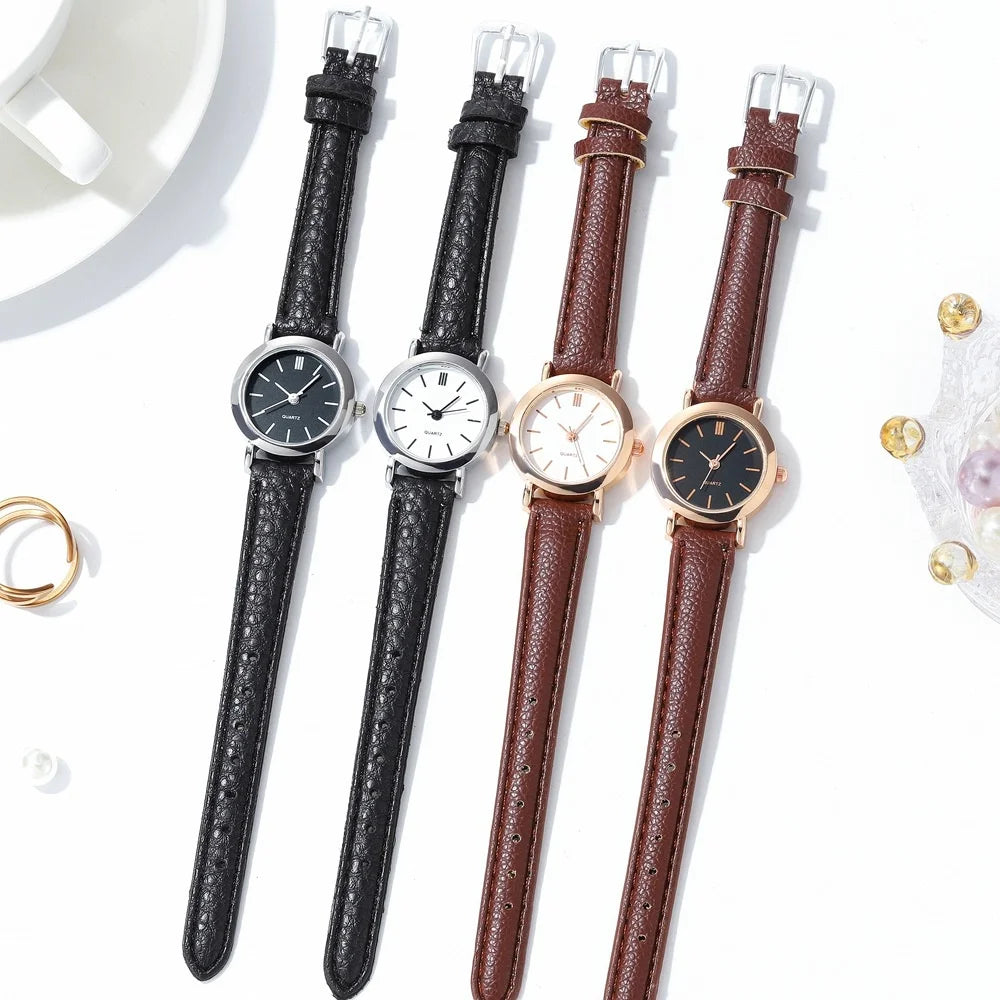 Fashionable Small Dial Women’s Quartz Watch with Leather Band - Smarsty