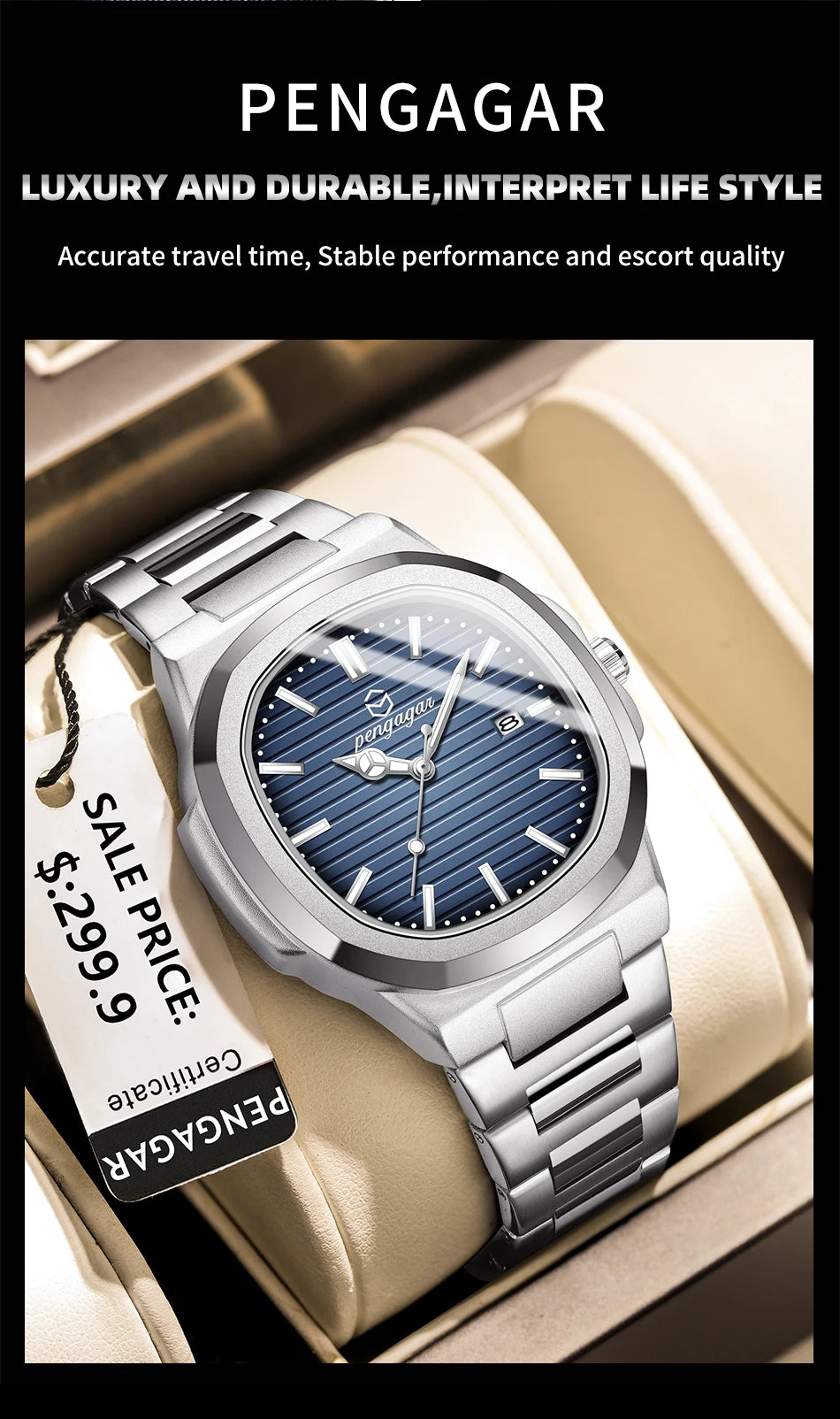 Luxury Waterproof Men’s Quartz Wristwatch with Luminous Dial - Smarsty