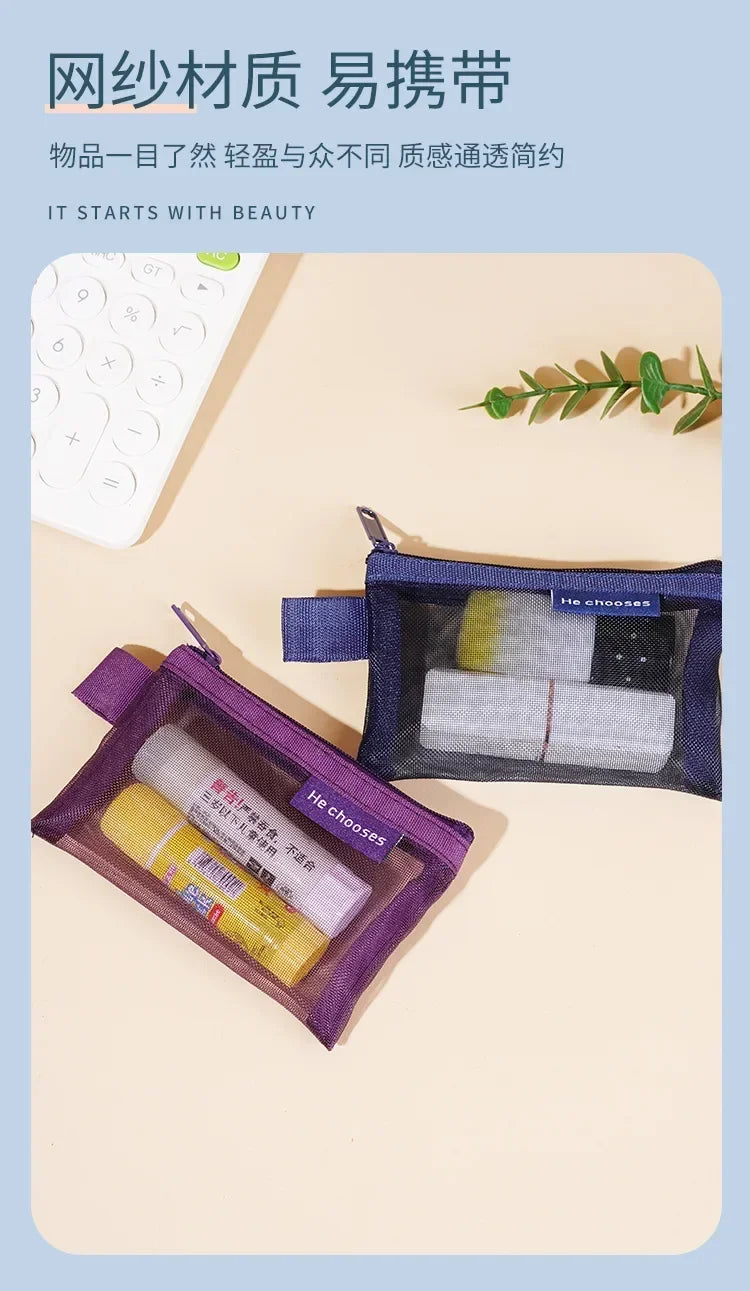 Small Square Nylon Coin Pouch With Zipper Card Holder - Smarsty