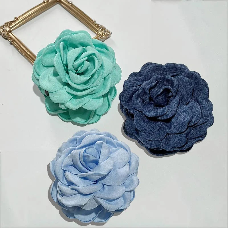 French Fabric Rose Hair Claw Clip Elegant Gift For Women - Smarsty