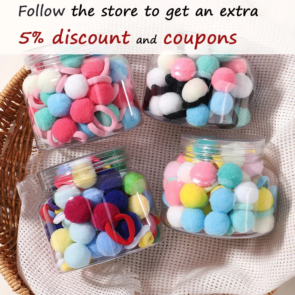 Kids Plush Ball Hair Bands Soft Comfortable Scrunchies - Smarsty