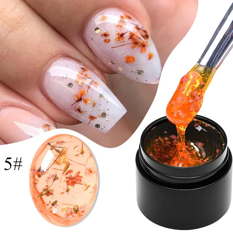 Pink Dried Flower Gel Nail Polish for Fairy Nail Art - Smarsty