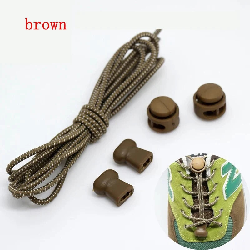 1 Pair 22 Colors Elastic Shoelaces Round Locking No Tie Shoe Laces Kids Adult Quick Lazy Laces Rubber Sneakers Shoelace T1 - Smarsty