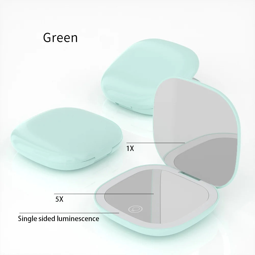 Compact Foldable LED Makeup Mirror With 5x/10x Magnification - Smarsty
