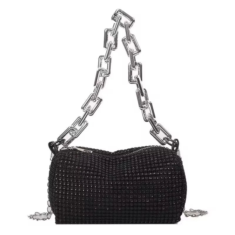 Rhinestone Bucket Bag Sparkling Crossbody Chain Bag - Smarsty