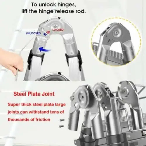 DayPlus Telescoping Ladder Stainless Steel Folding Ladder Portable Extendable Loft Ladder Capacity Max Load 150kg/330lb,EN131