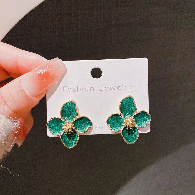 Hibiscus Flower Stud Earrings Vintage Romantic Gift - Smarsty
