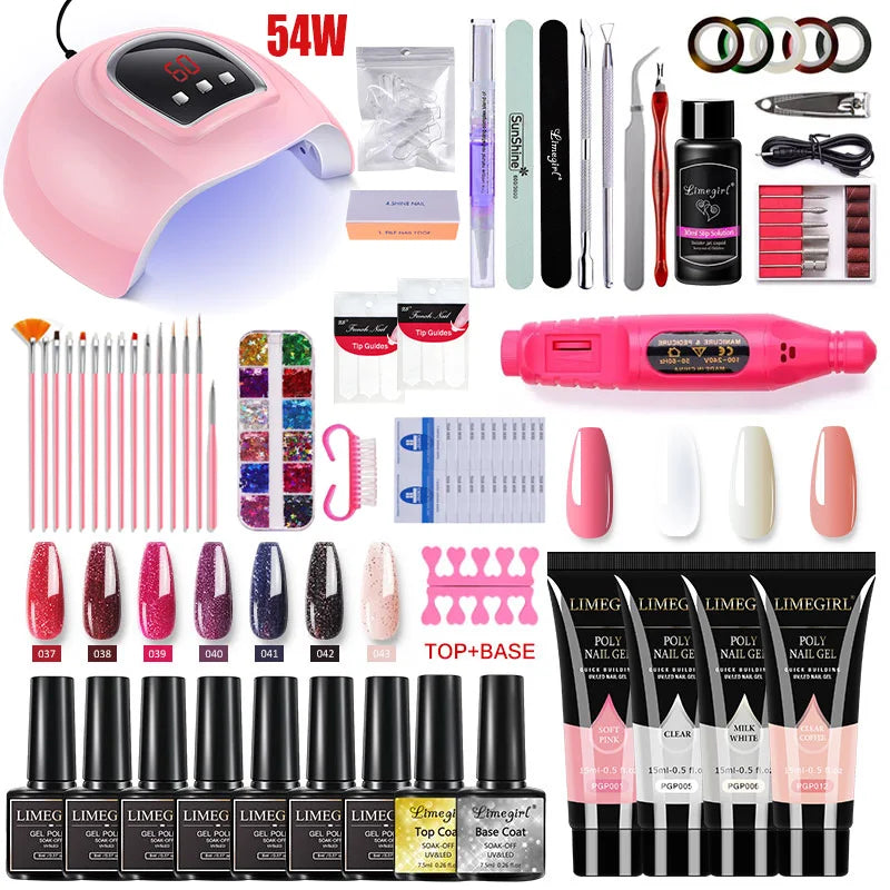 Acrylic Gel Nail Extension Kit with UV LED Lamp - Smarsty