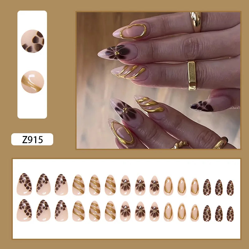 24pcs Flower Design Fake Nail Tips Full Cover - Smarsty