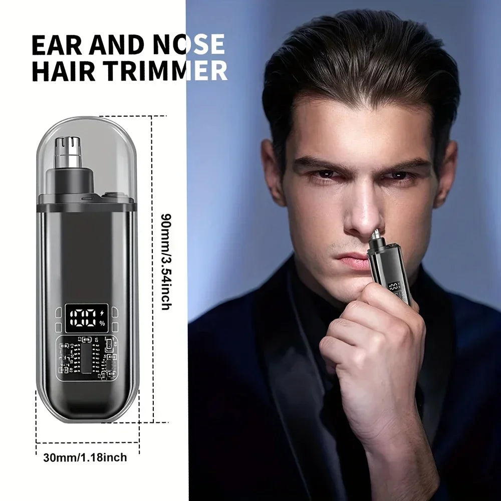 Nose Ear Hair Trimmer for Men - USB C Rechargeable Portable Fast Charge, Compact Grooming Kit - Smarsty
