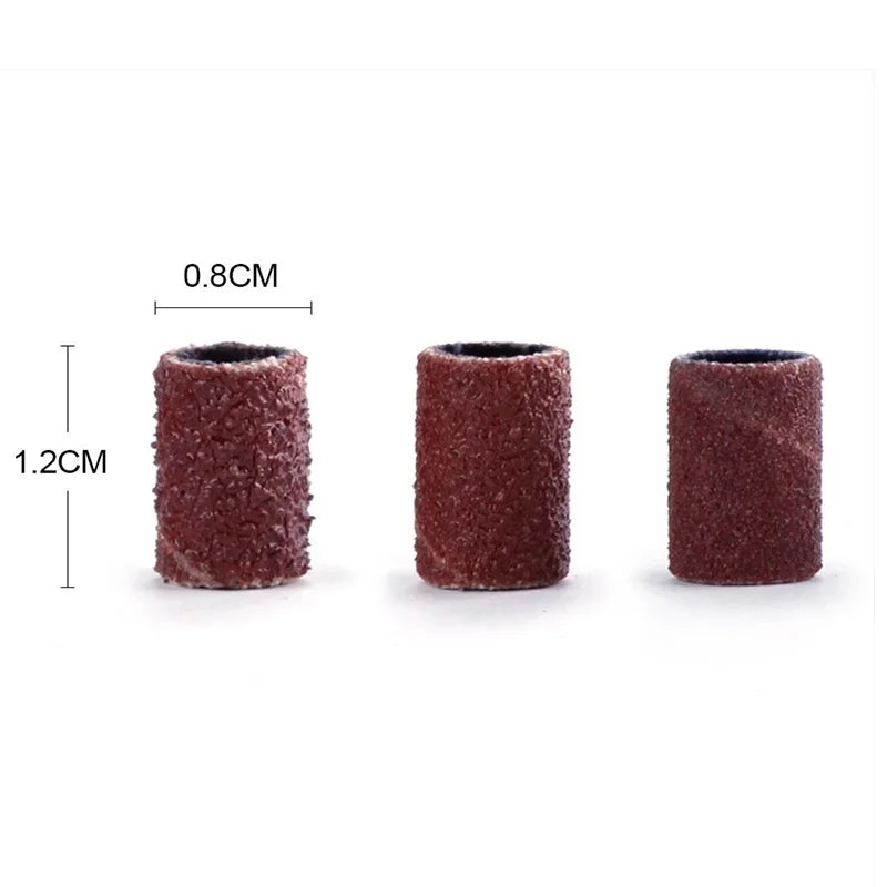 100/50pc Sanding Cap Bands For Electric Manicure Machine 180/120/80 Grit Nail Drill Grinding Bit Files Pedicure Tool