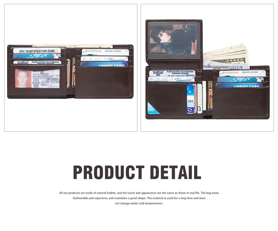 HUMERPAUL Airtag Wallet For Men Real Leather RFID Trifold Card Holder Case with ID Window Slim Anti-lost Purse - Smarsty