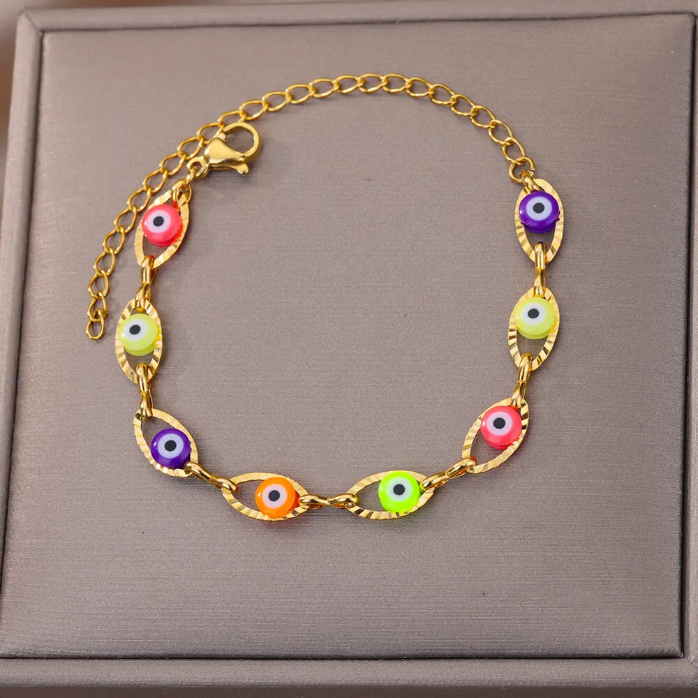 Gothic Rainbow Evil Eye Bracelet for Women - Smarsty