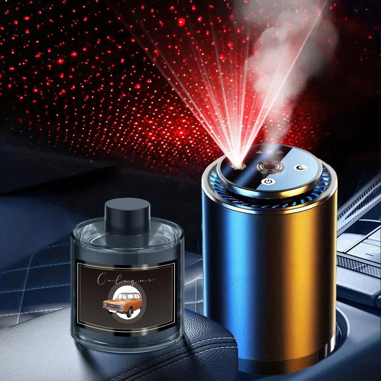 Novora Smart Car Diffuser with Starry Light and50ml Refill, - Auto Scent Air Freshener, Waterless, Auto On/Off, Lasts 180+ Days