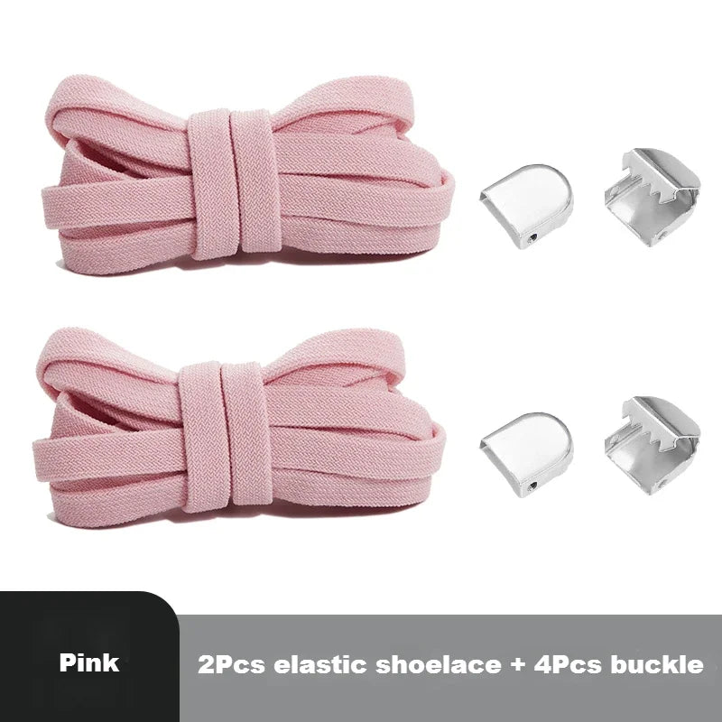 Flat Elastic Shoe Laces Sneakers No Tie Shoelaces for Shoes Tennis Quick Shoelace Clips Without Ties Shoe Accessories Kids Adult - Smarsty