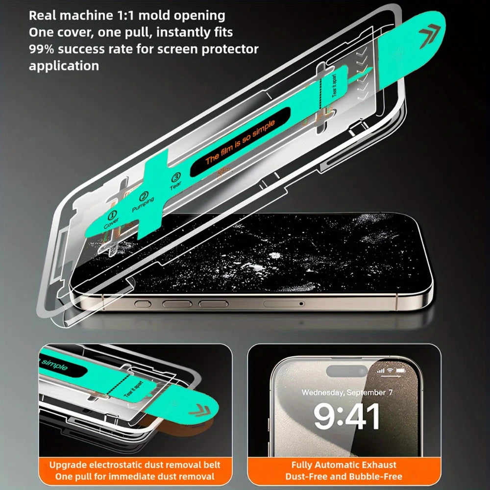 NNBILI 3Pack Oleophobic Coating Dust Free Easy Installation Matte Screen Protector For iPhone 16 14 13 12 11 15 17 Pro Max Glass - Smarsty