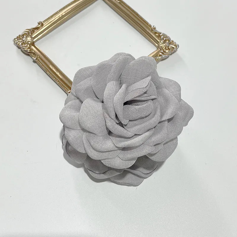 French Fabric Rose Hair Claw Clip Elegant Gift For Women - Smarsty