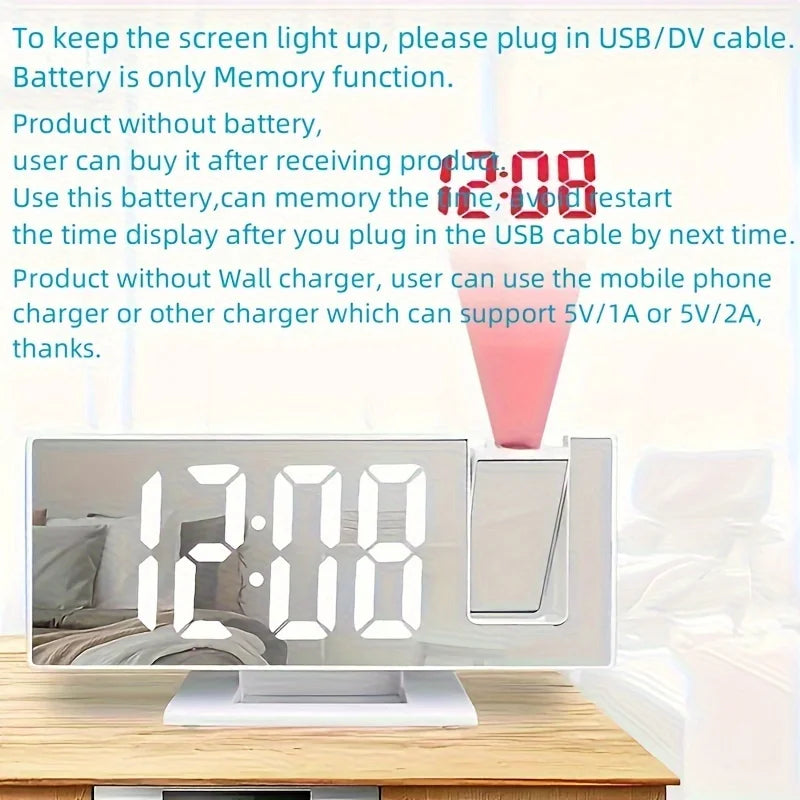 Intelligent Projection Alarm Clock with Large Screen - Smarsty