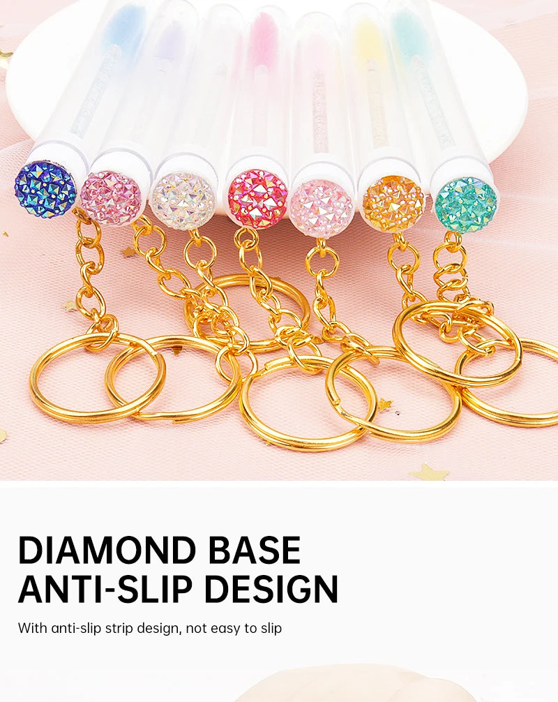 10 Pcs Tube Eyelash Brushes with Gold Keychain Convenience - Smarsty