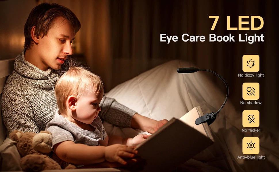 USB Rechargeable LED Book Light with Flexible Clip - Smarsty