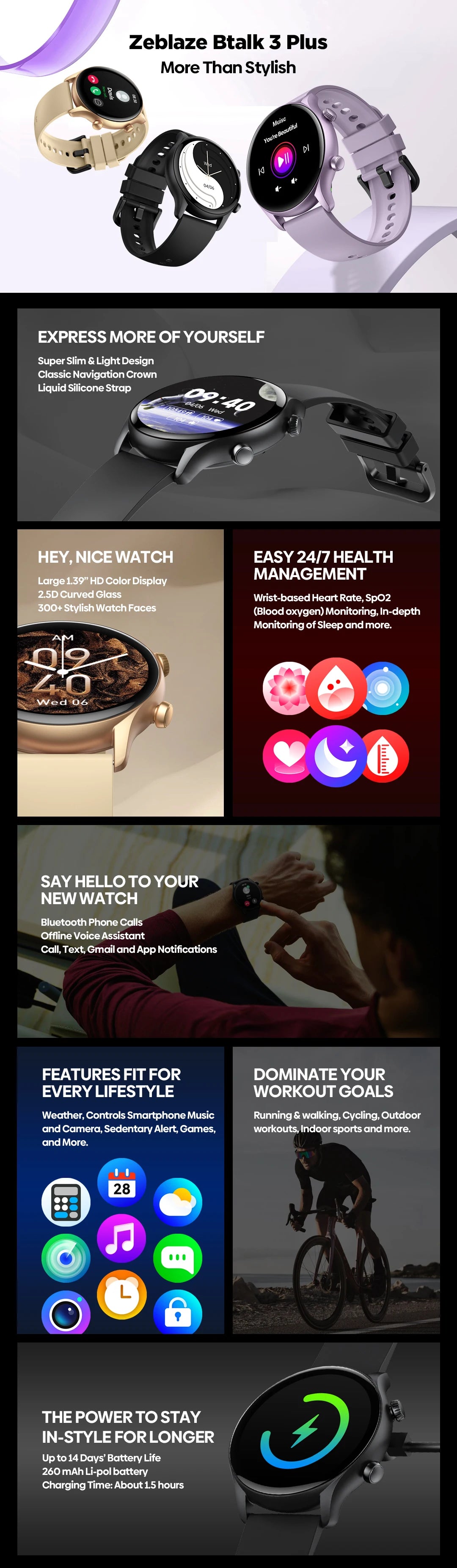 Zeblaze Btalk 3 Plus Smartwatch with Voice Calling - Smarsty