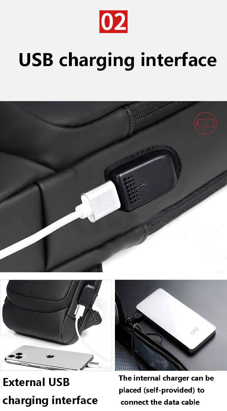 Anti Theft Chest Bag USB Charge Crossbody Sling Pack - Smarsty
