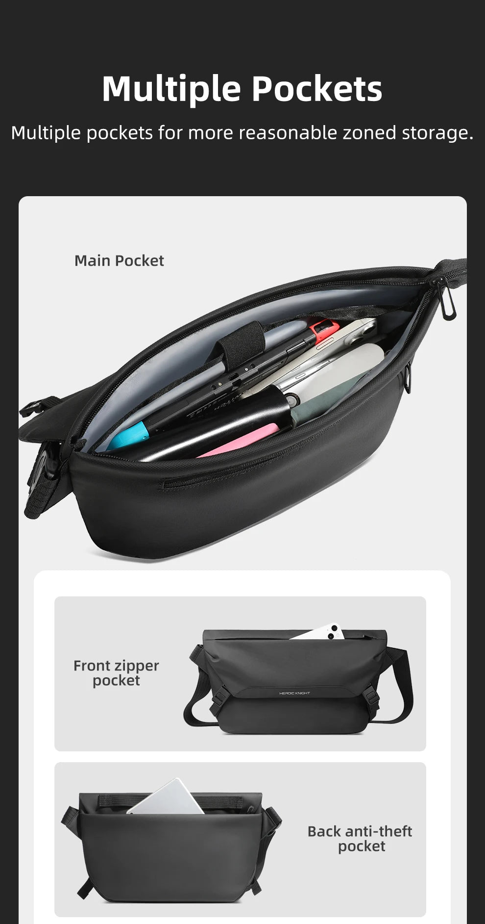Water Resistant Messenger Bag For Men With Ipad Pocket - Smarsty