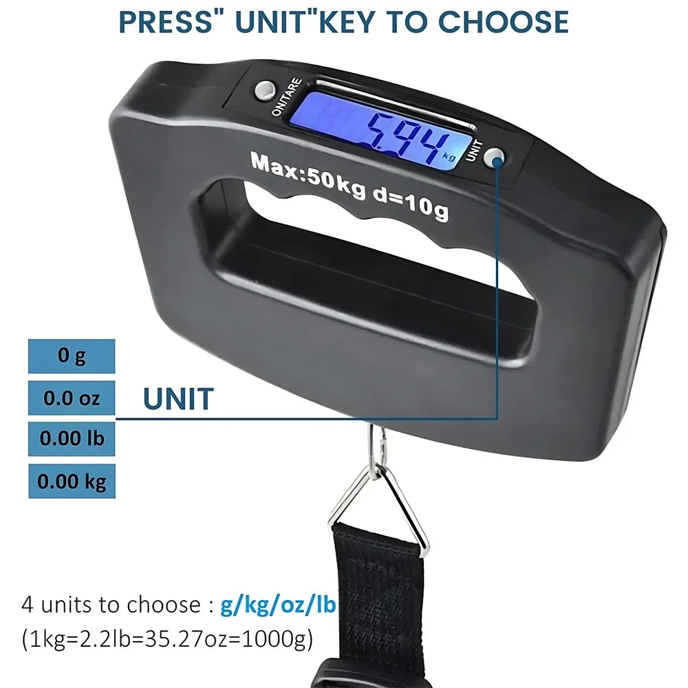 Digital Luggage Scale with Backlit Display for Travel - Smarsty