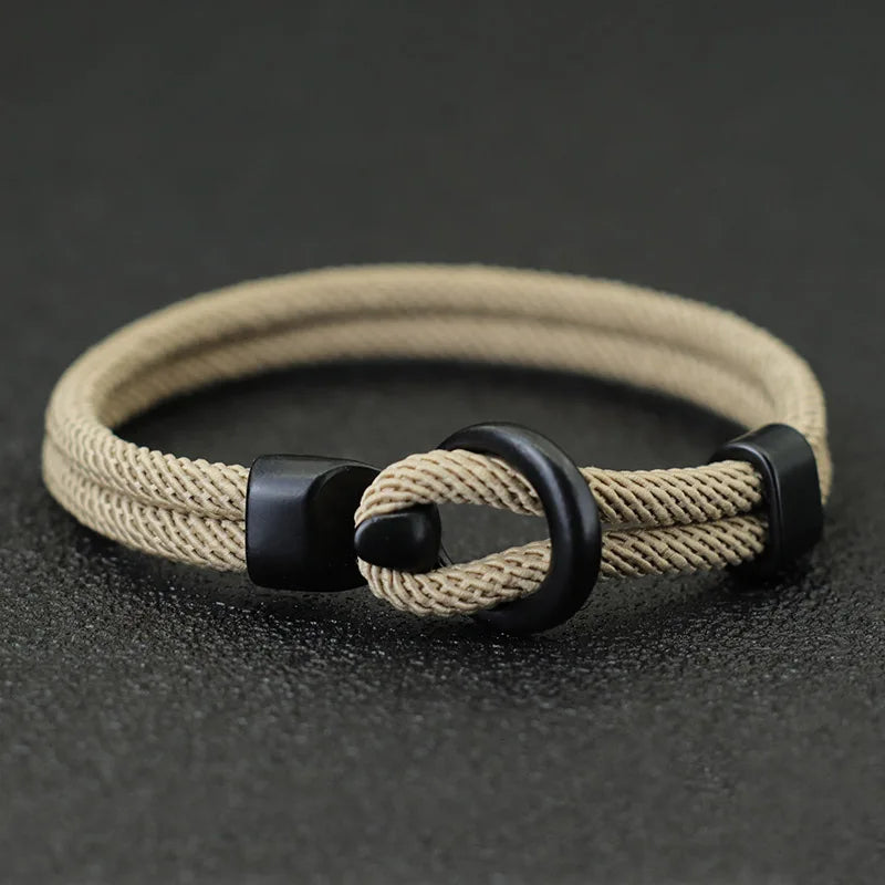 Men's Double Layer Paracord Survival Rope Bracelet Outdoor - Smarsty